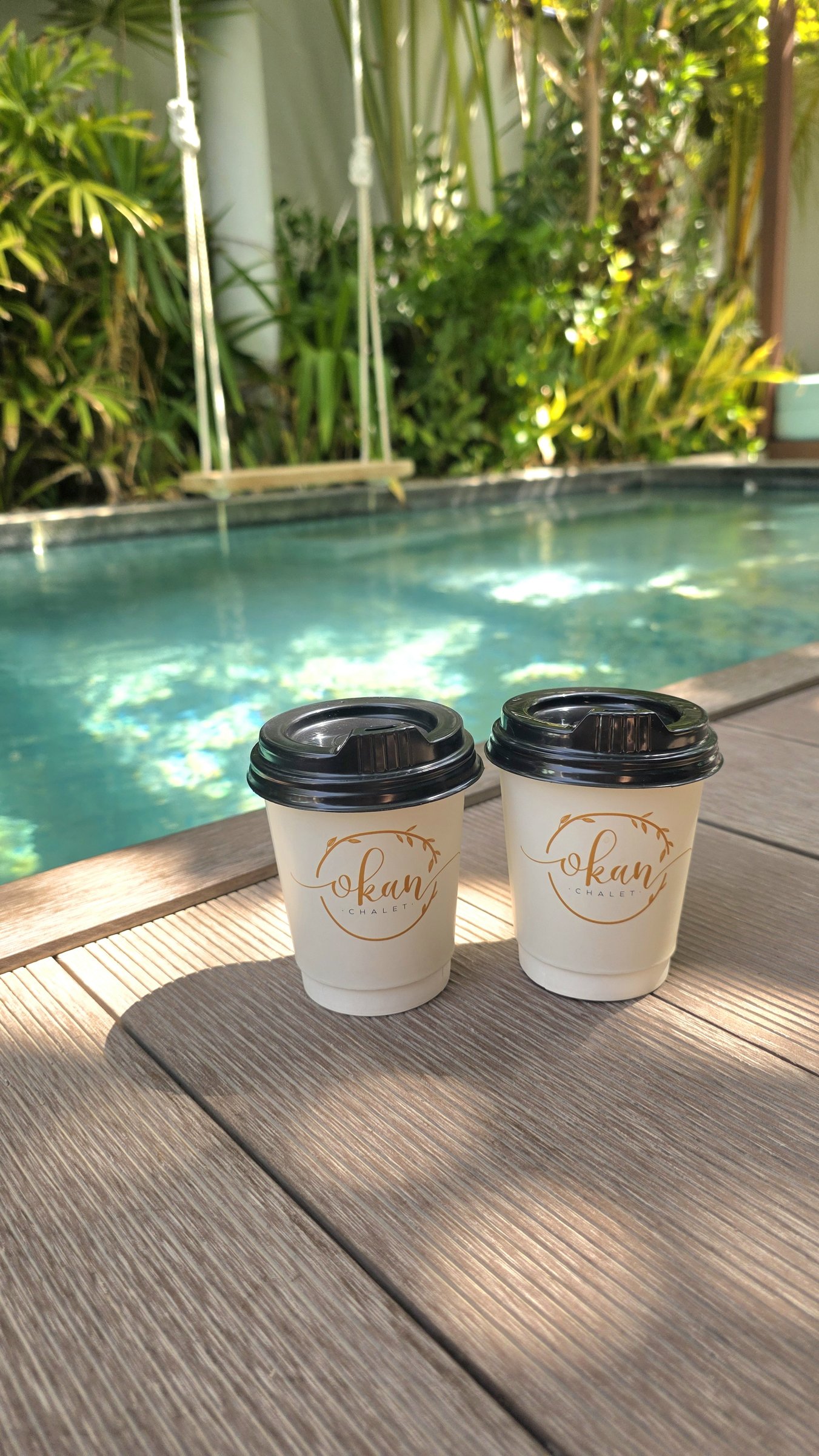 Coffee for two by the private pool